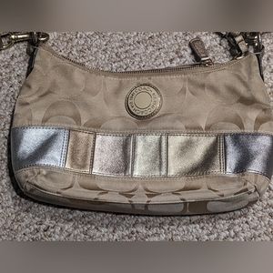 Preowned Gold/Cream Coach Small Handbag